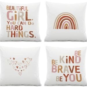 Girl Themed 18x18" Pillow Covers Set Of 4
